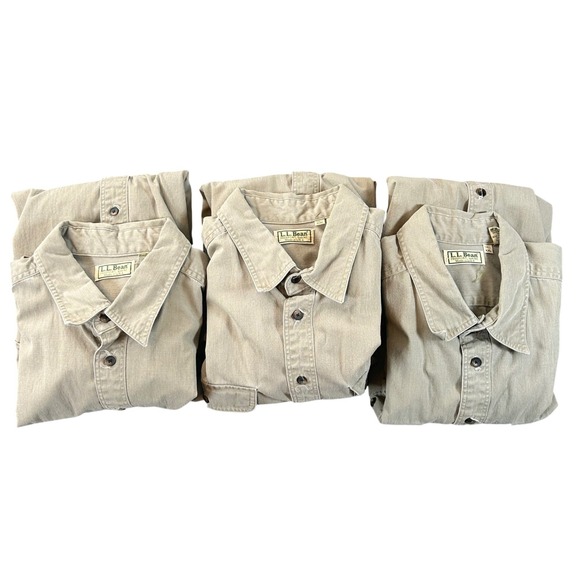 L.L. Bean Other - Lot of 3 VTG LL Bean Mens XXL Tall Guide Field Work Shirt Elbow Patches USA 90s